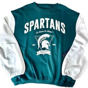 NWT Michigan State University Titans MSU Green White Crewneck Sweatshirt 2 XL